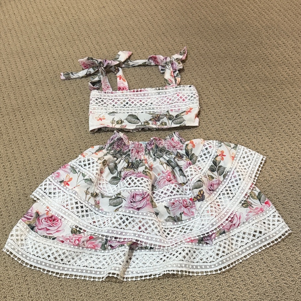 DALAI Kids Floral Two-Piece Set with Lace Details